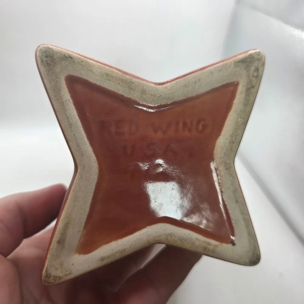 Vintage Red Wing Pottery Geometric Star Vase Pink Art Deco MCM USA